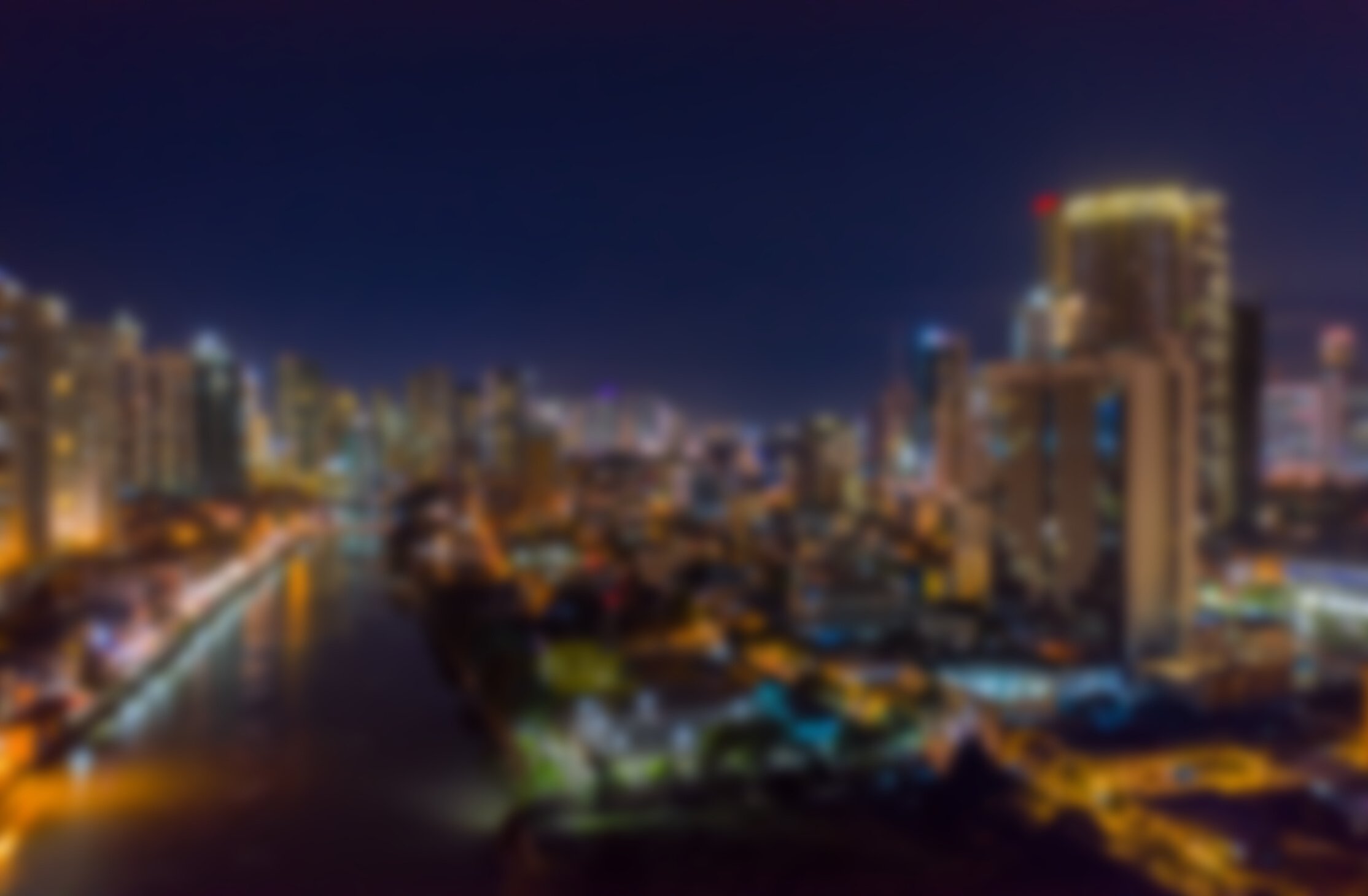 Aerial view of Makati, Metro Manila city Skyline at night