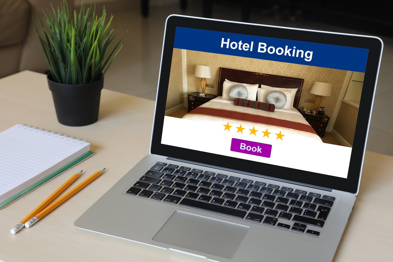 Hotel booking laptop travel online reservation